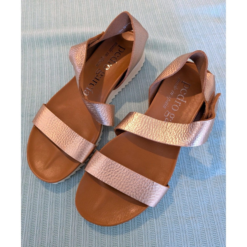 Pedro Garcia Jedda Metallic Leather Platform Sandals Spain 41 - Picture 2 of 10